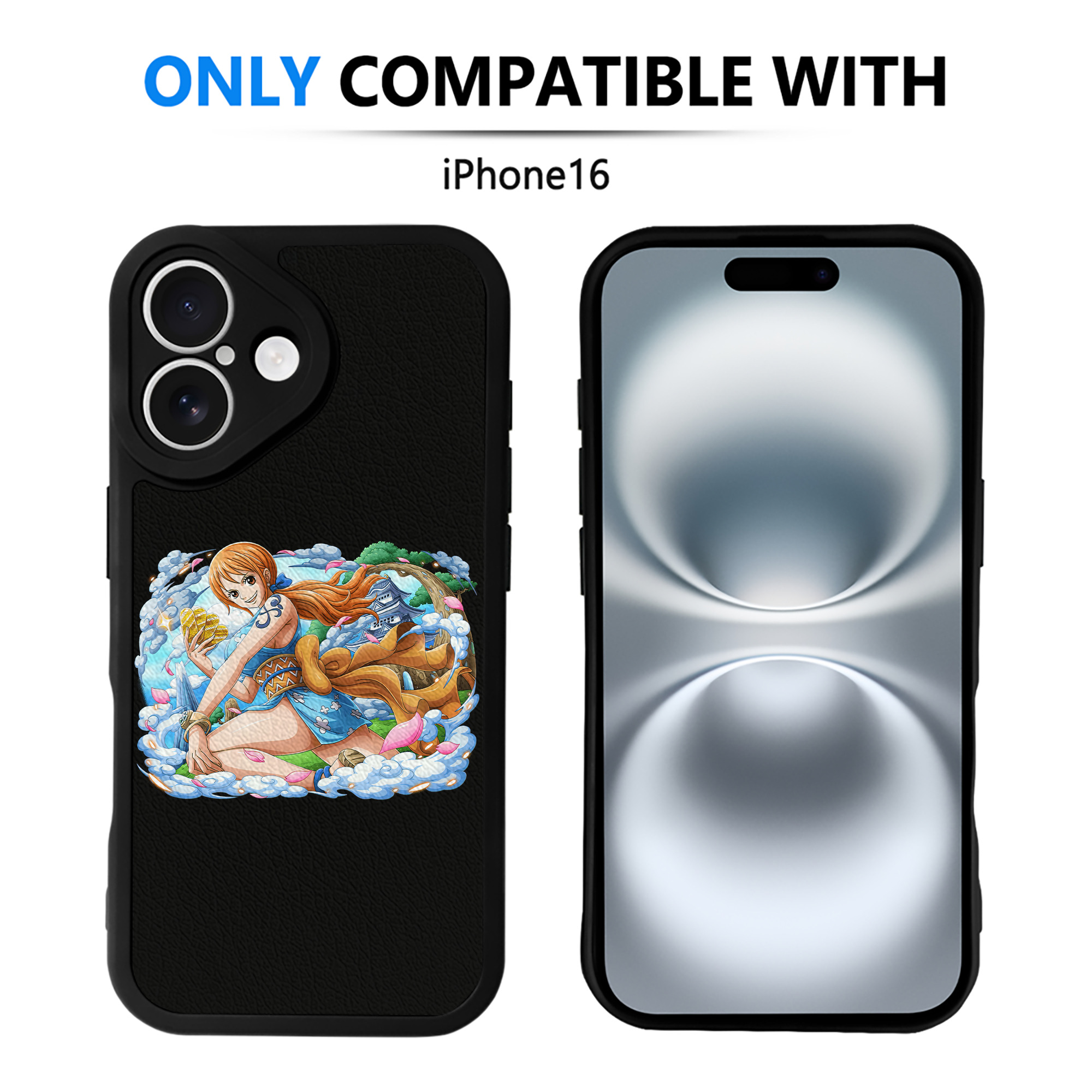 （画像用） ワンピース ナミ ONE PIECE Nami 【iPhone 16シリーズ対応】シリコンスマホケース（レザー調） 材質：シリコン